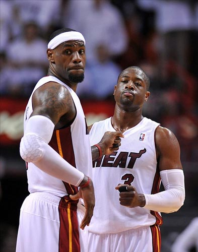 Miami Heat small forward LeBron James and shooting guard Dwyane Wade